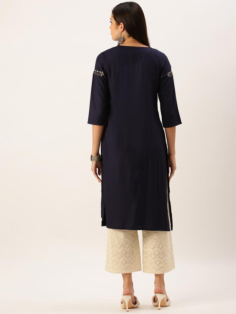 women's straight kurta - 18390204 - Standard Image - 2
