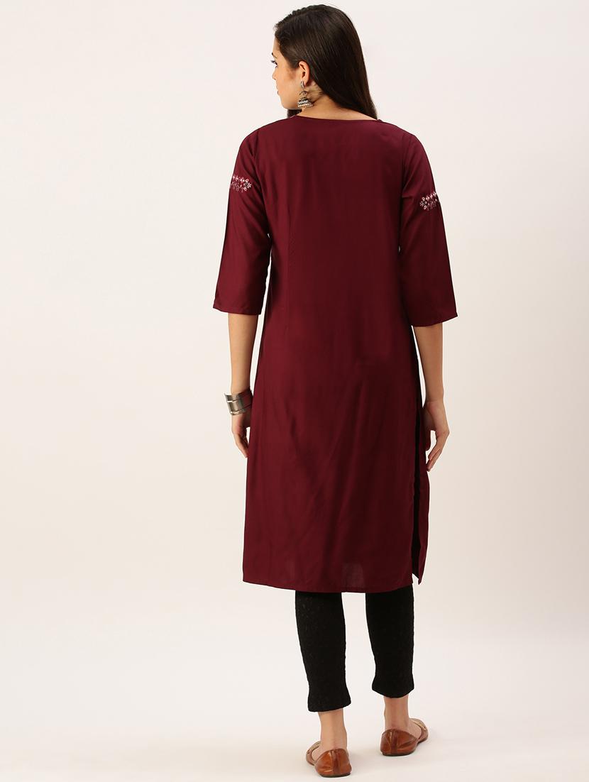 women's straight kurta - 18390205 - Standard Image - 2