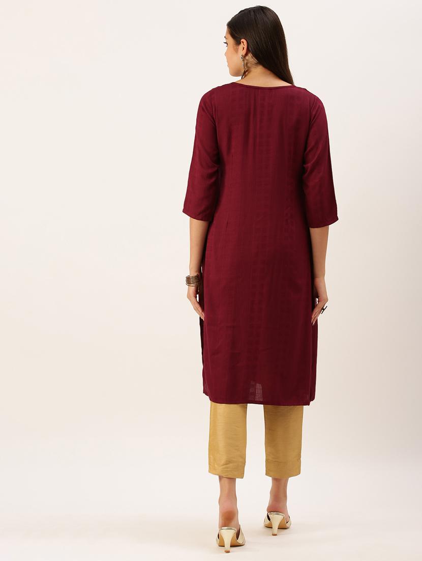 women's straight kurta - 18390207 - Standard Image - 2