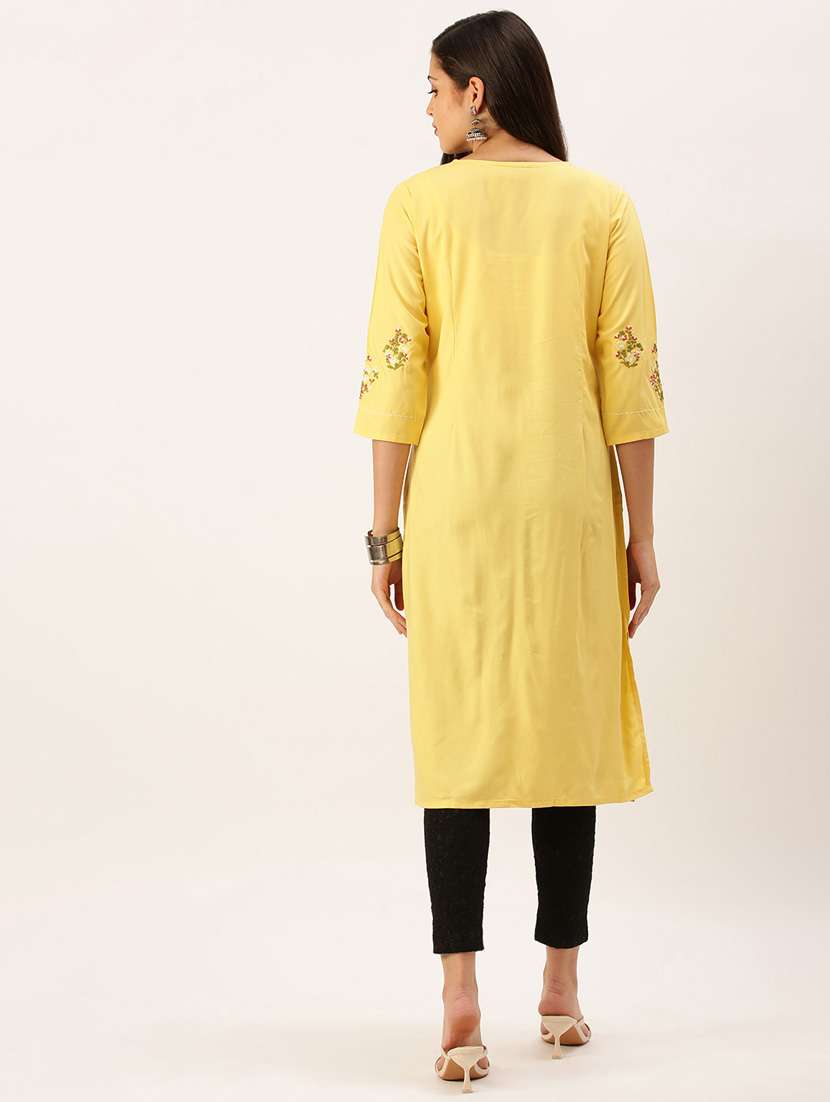women's straight kurta - 18390222 -  Standard Image - 2