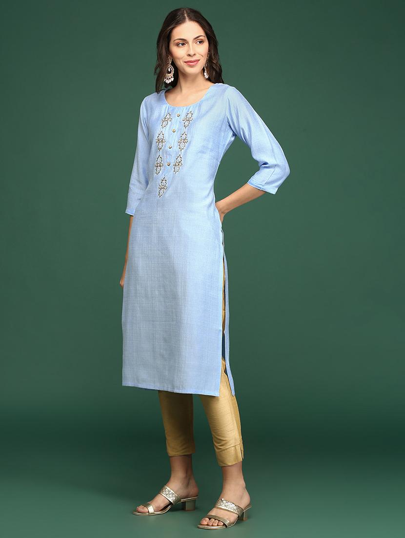 women's straight kurta - 18390225 - Standard Image - 2