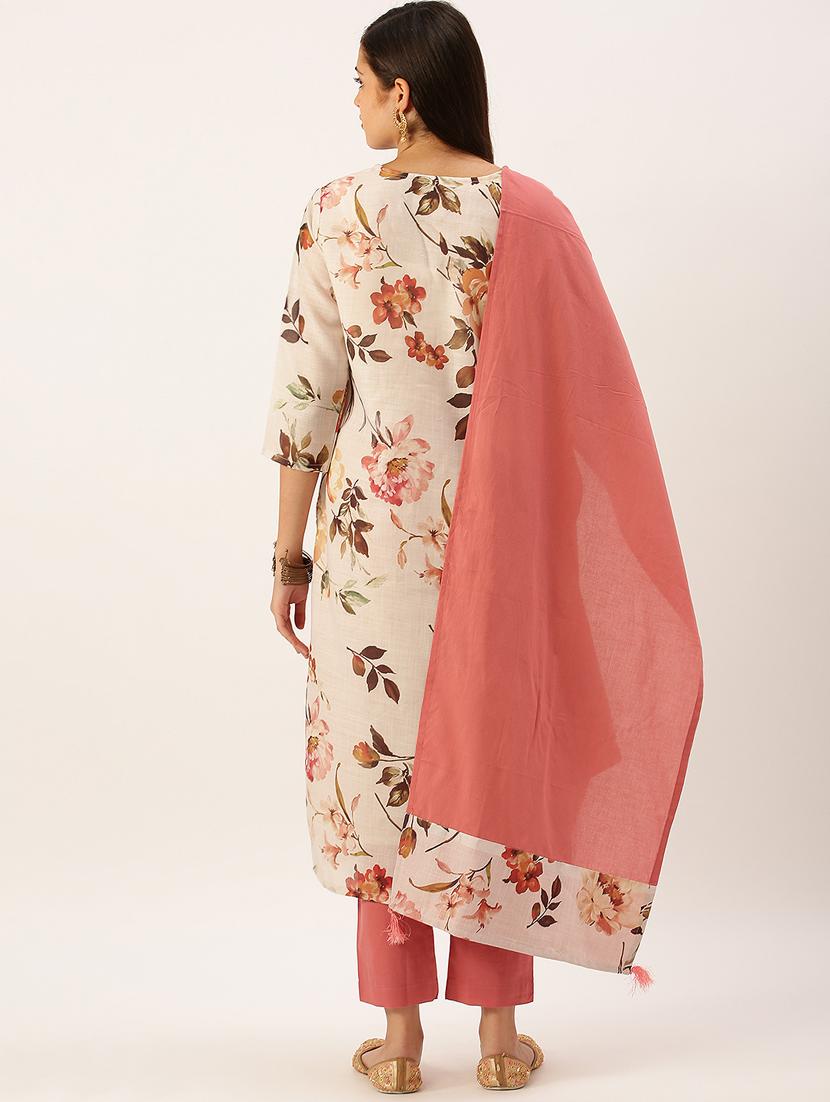 women three quarter sleeve kurta pant with dupatta set - 18390261 - Standard Image - 2