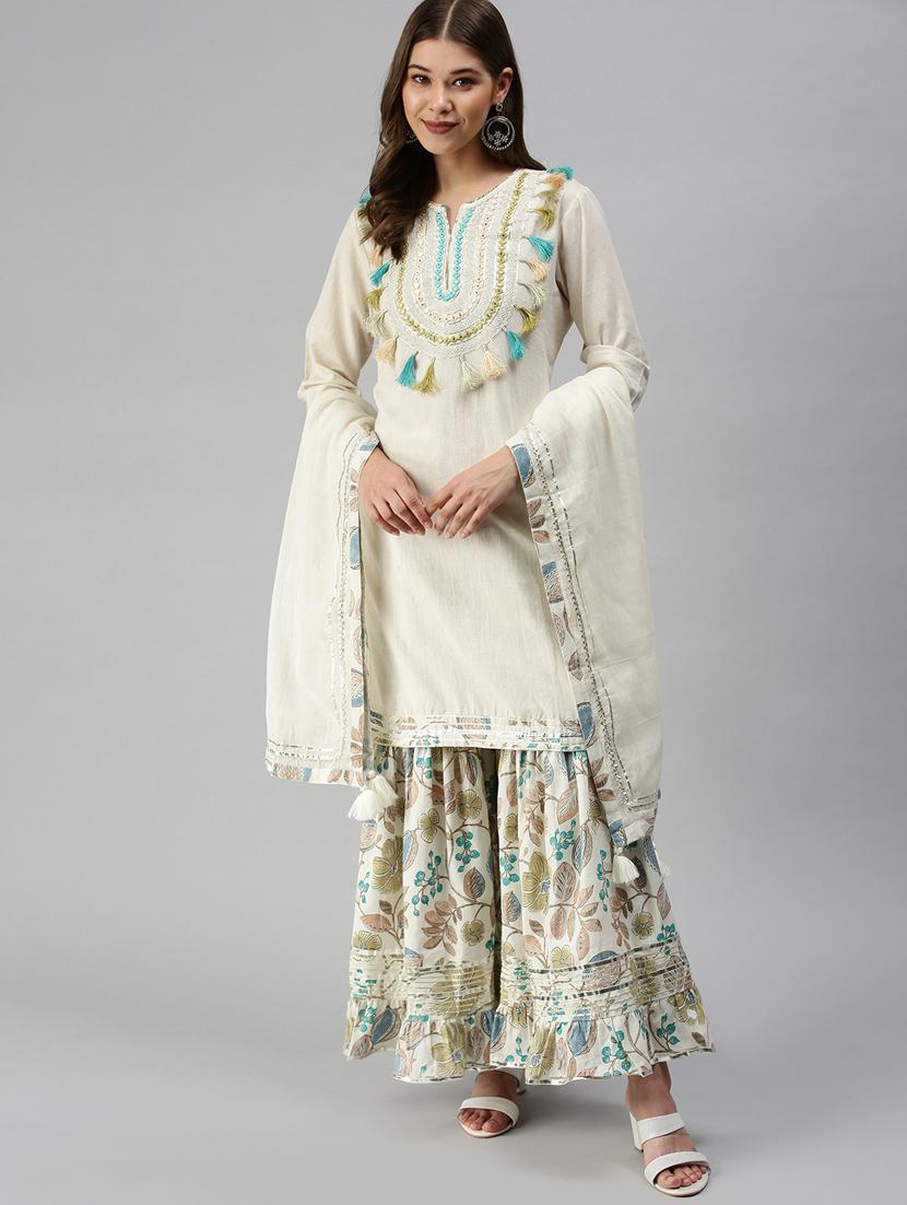 women kurta sharara set with dupatta - 18390270 -  Zoom Image - 0