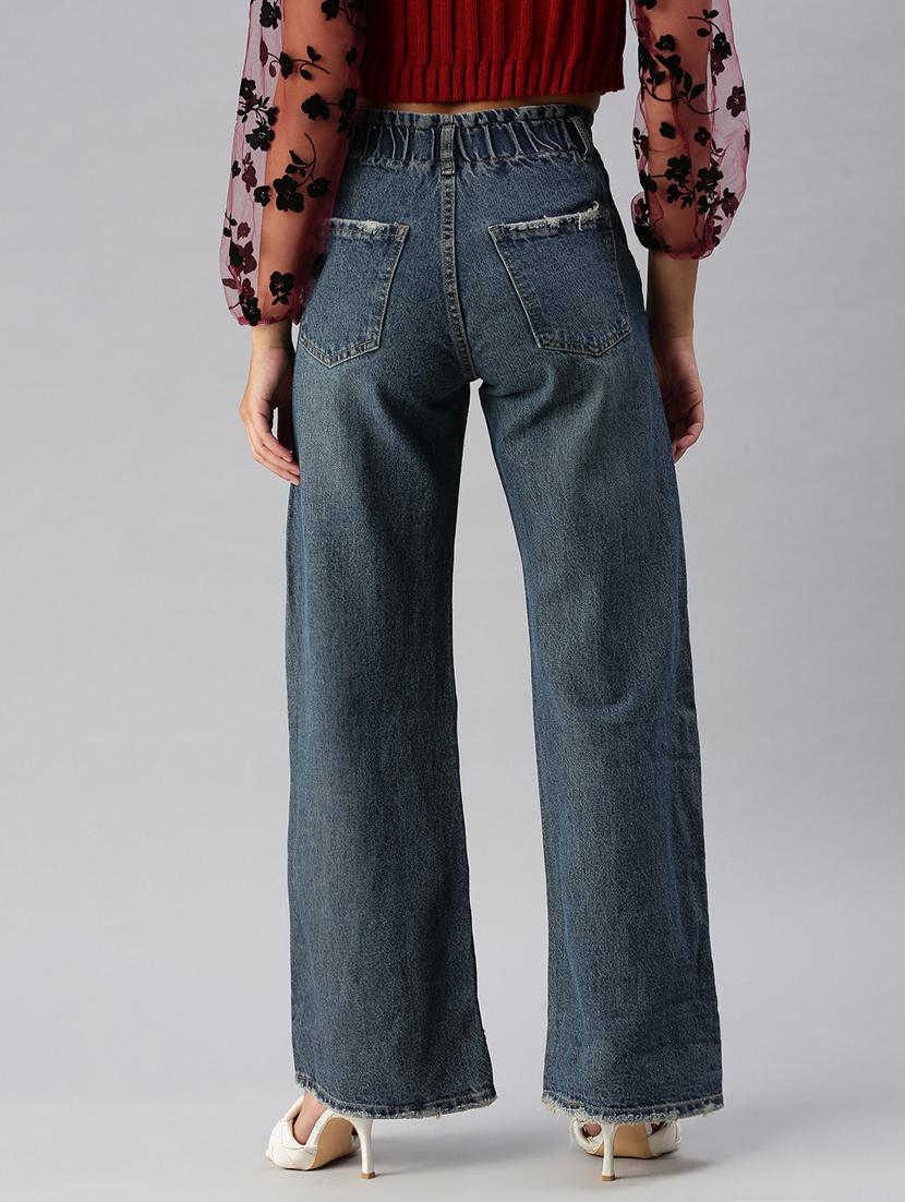 women's plain wide leg jeans - 18390301 - Standard Image - 2