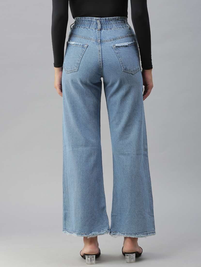 women's plain wide leg jeans - 18390318 - Standard Image - 2