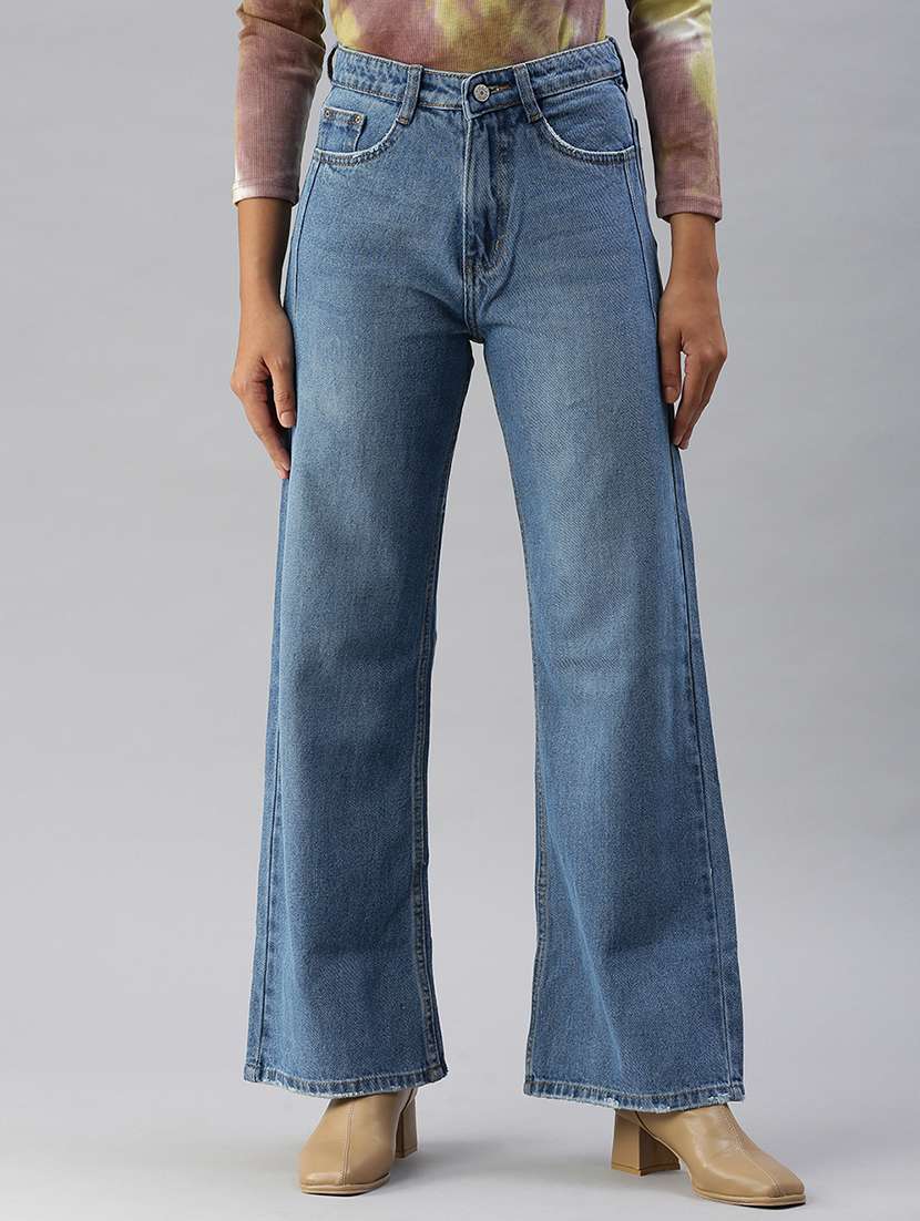 high rise stone wash jean