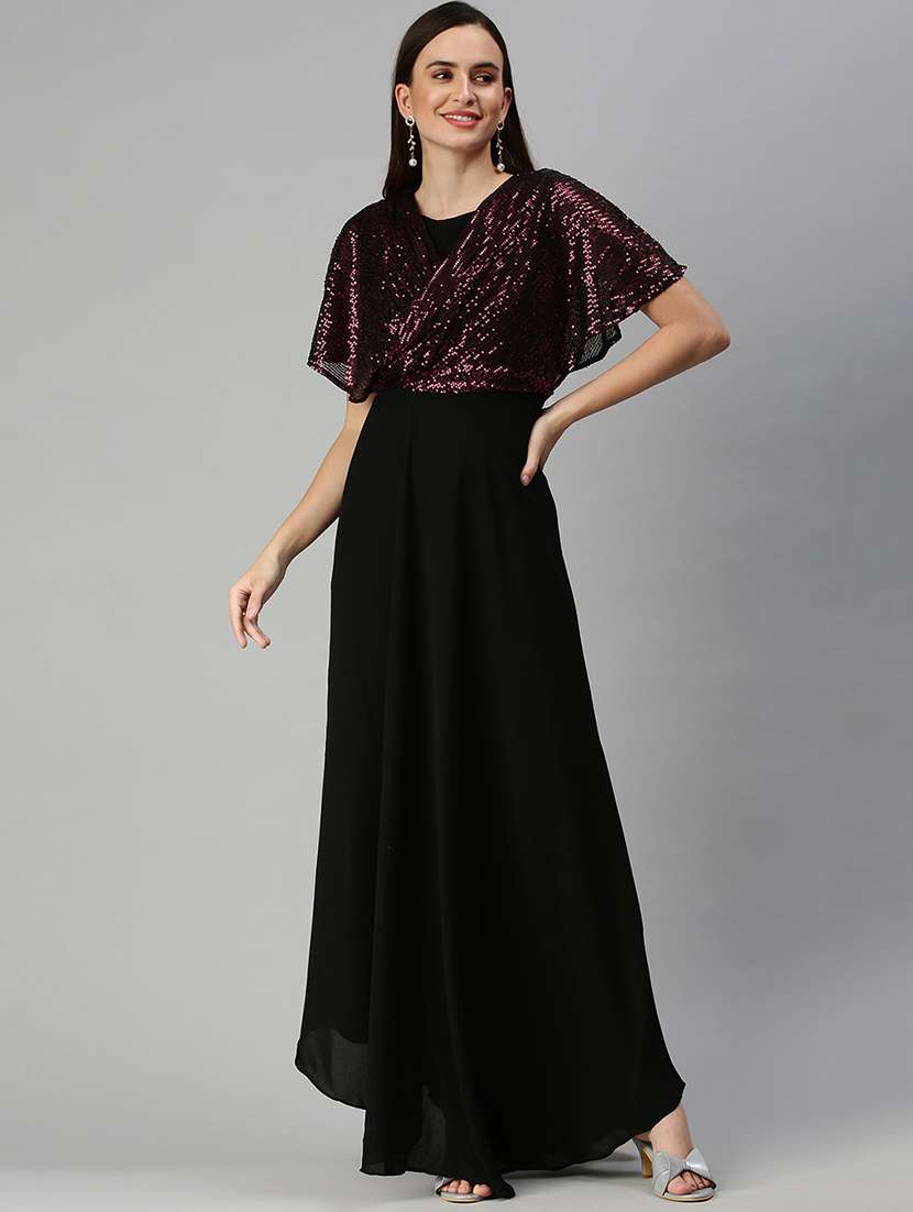 women's ruffle foil print dress