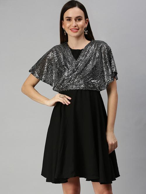 women's fit & flare self design dress - 18390458 -  Standard Image - 0