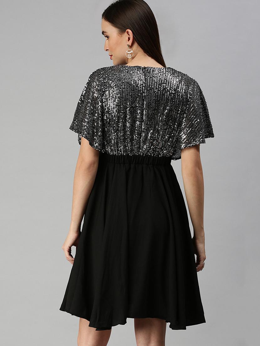 women's fit & flare self design dress - 18390458 - Standard Image - 2