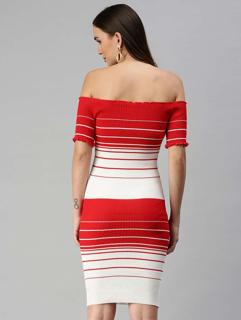 short sleeved striped bodycon dress - 18390467 -  Standard Image - 2