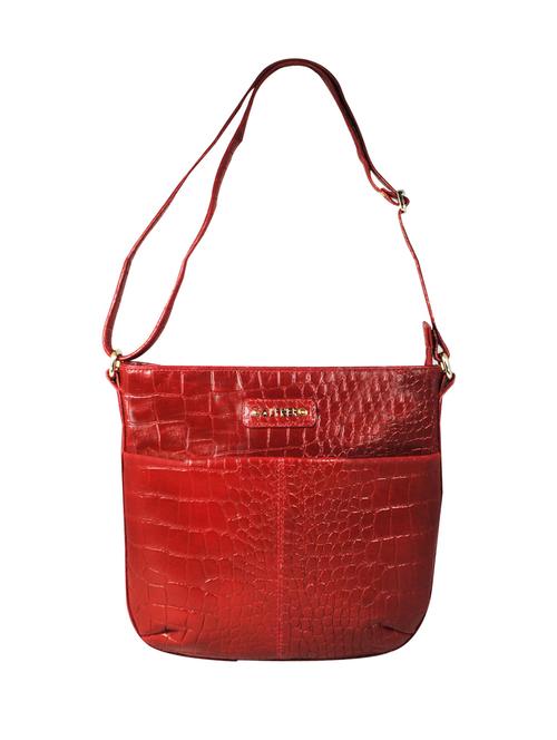 red textured regular sling bag - 18390574 - Standard Image - 0