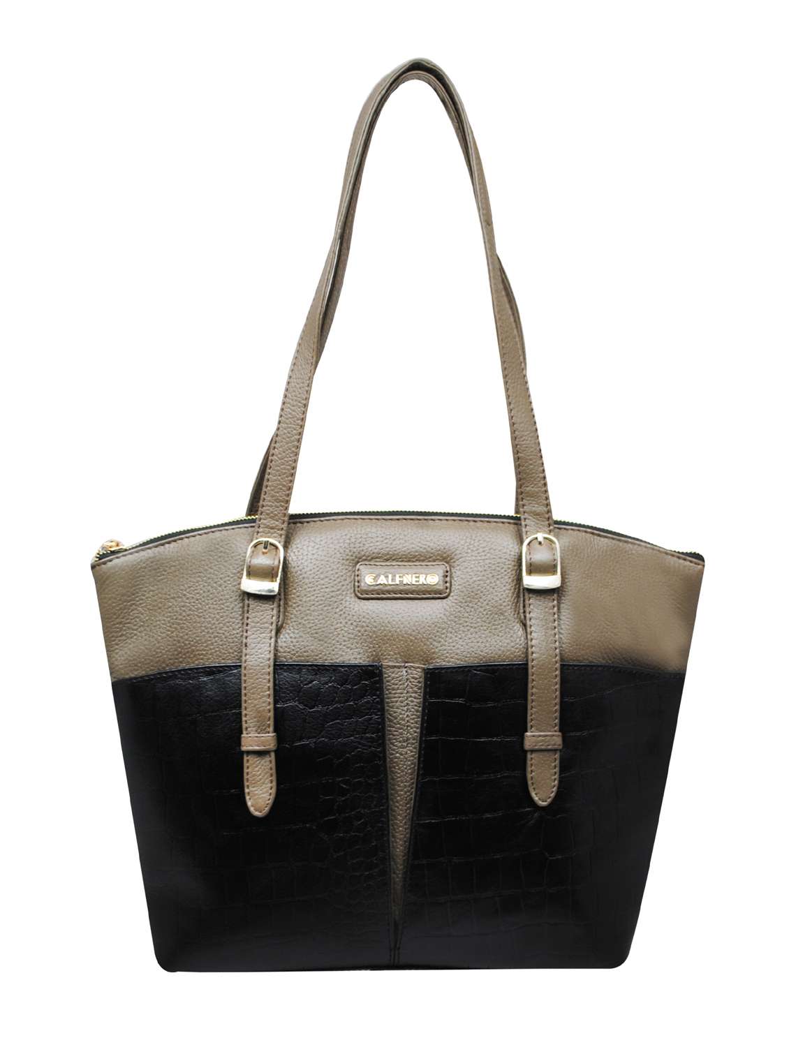 grey textured regular handbag