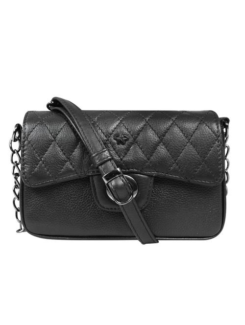 black textured regular sling bag - 18390601 -  Standard Image - 0