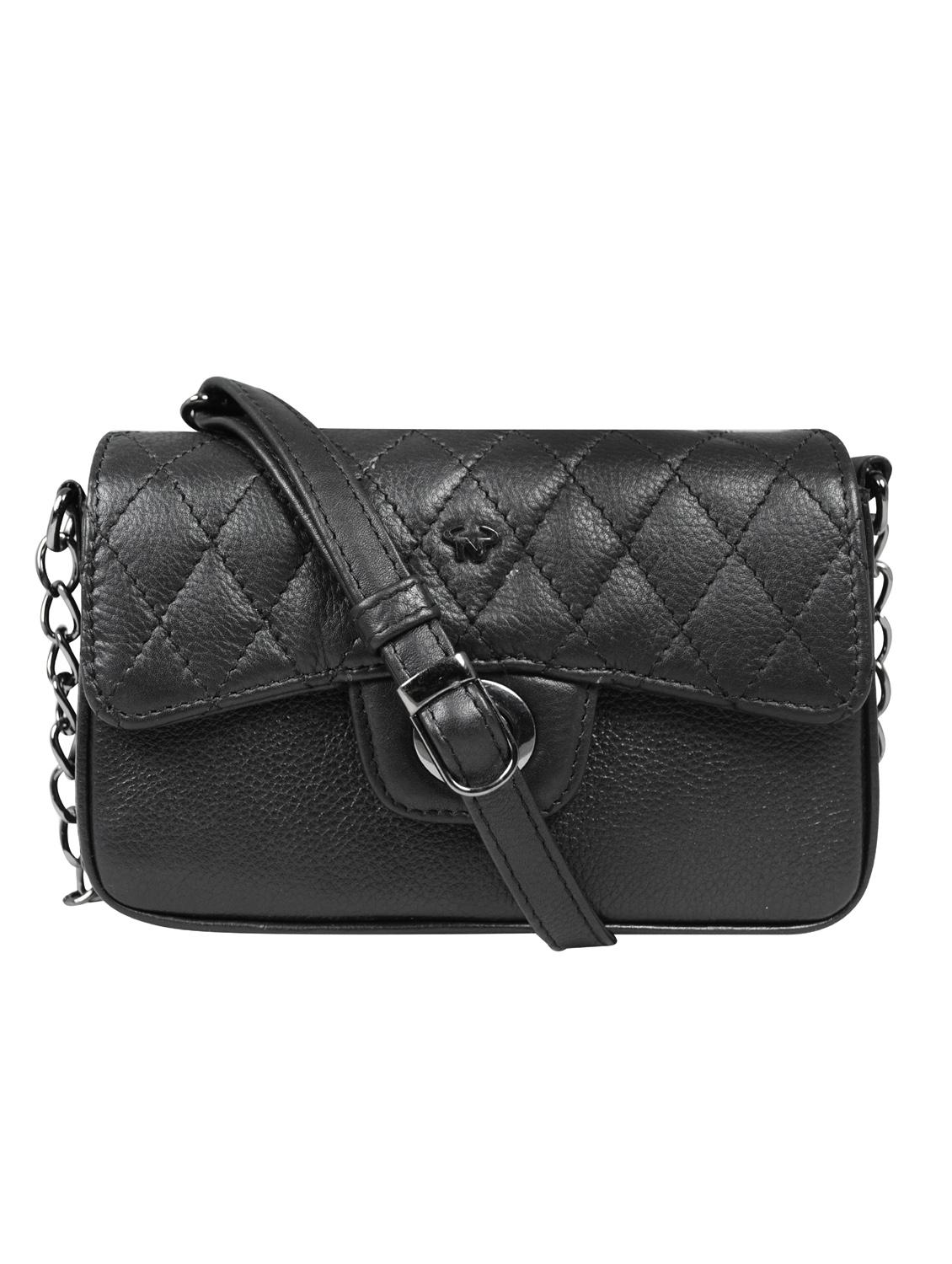 black textured regular sling bag - 18390601 -  Zoom Image - 0