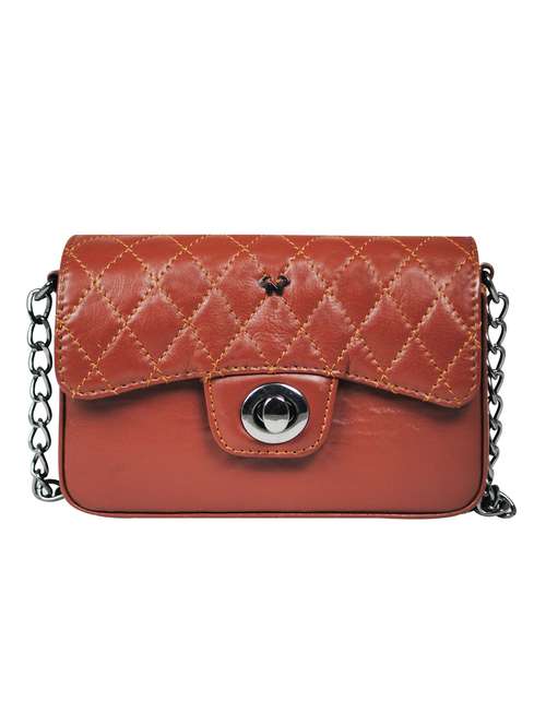 brown textured regular sling bag - 18390602 - Standard Image - 0