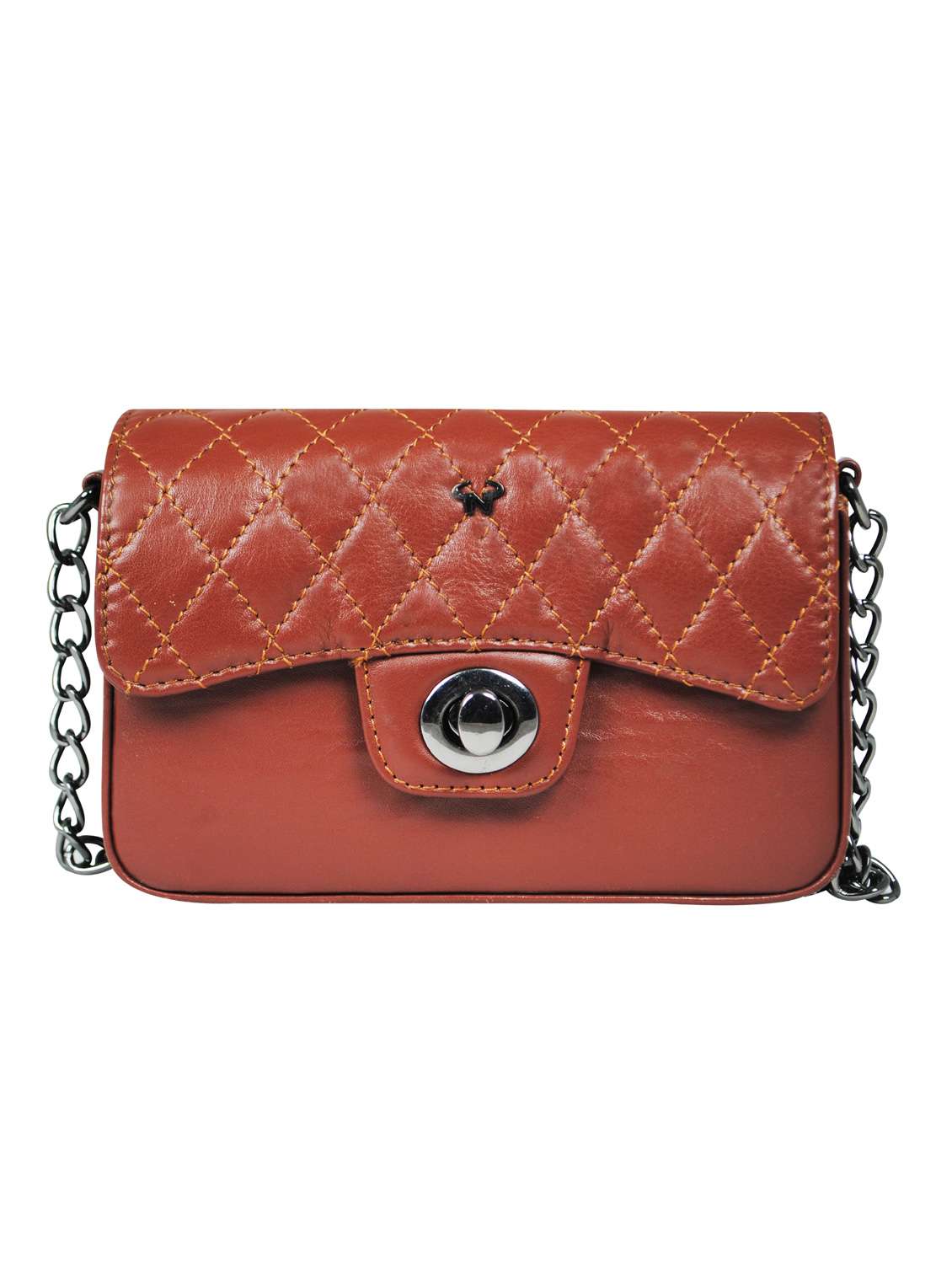 brown textured regular sling bag - 18390602 - Zoom Image - 0