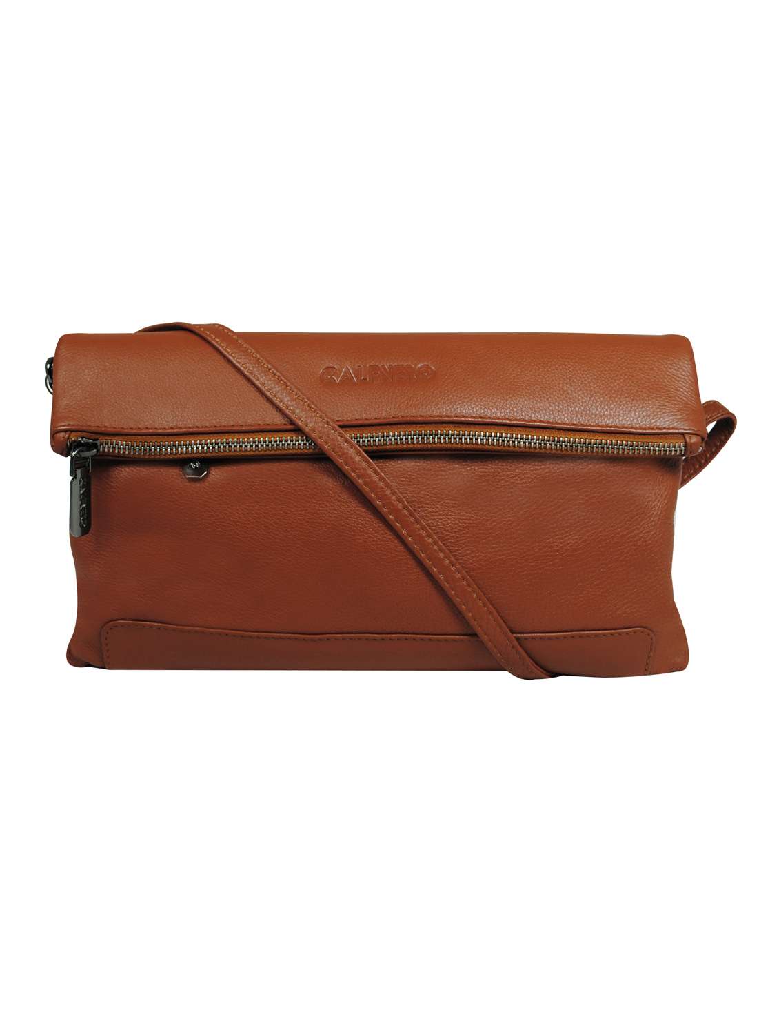 brown solid regular sling bag