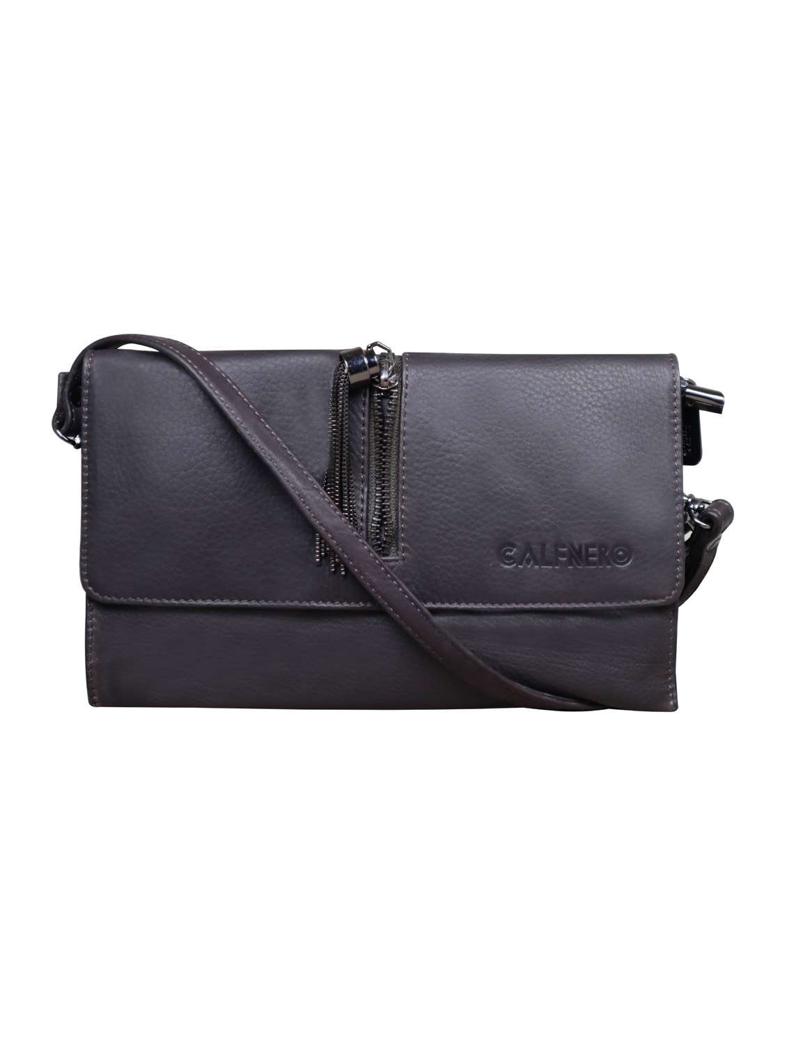 brown solid regular sling bag