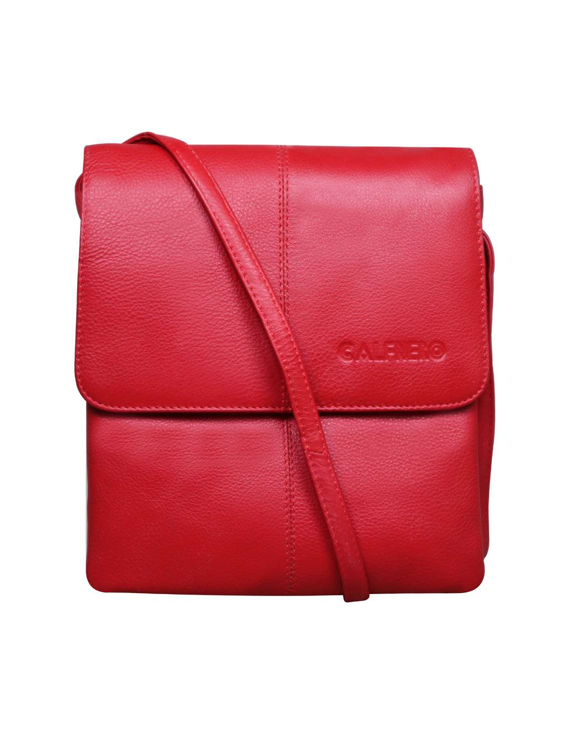 red textured regular sling bag