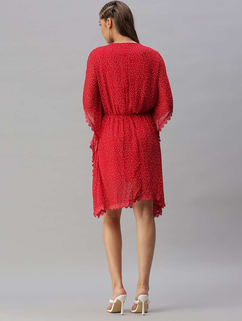 round neck polka dots straight dress - 18390653 -  Standard Image - 2