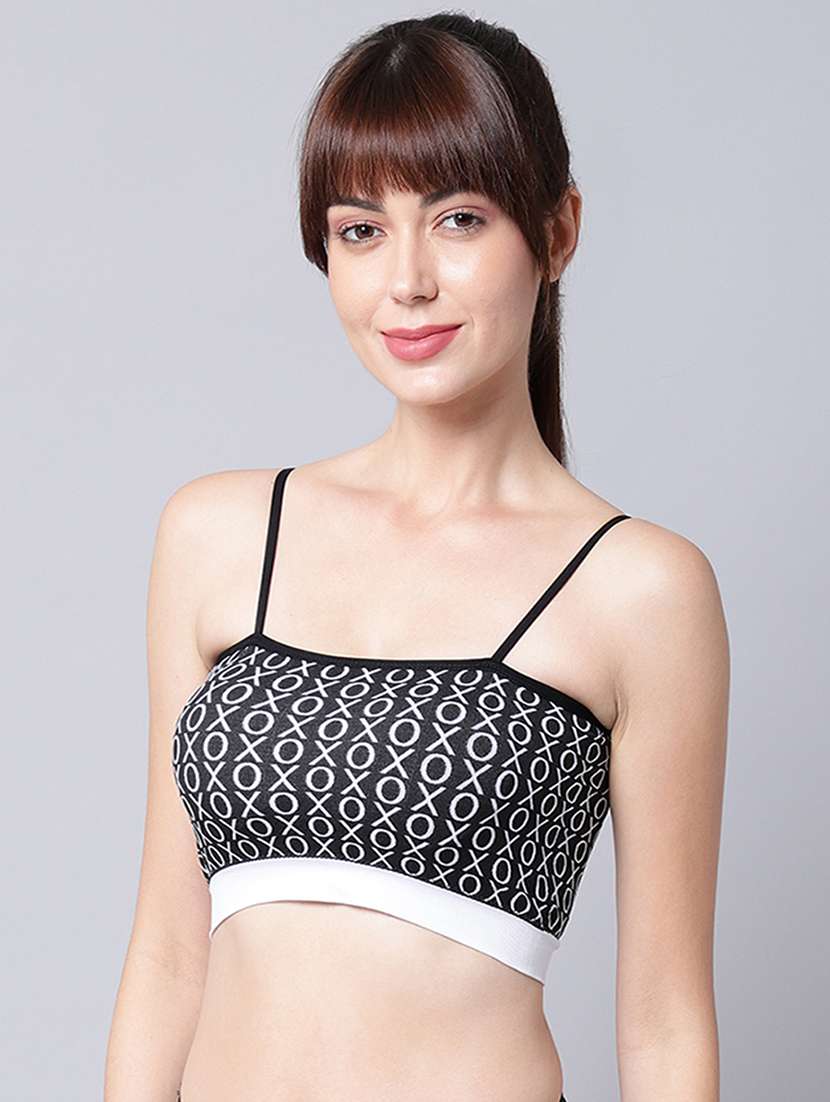 black printed bralette bra