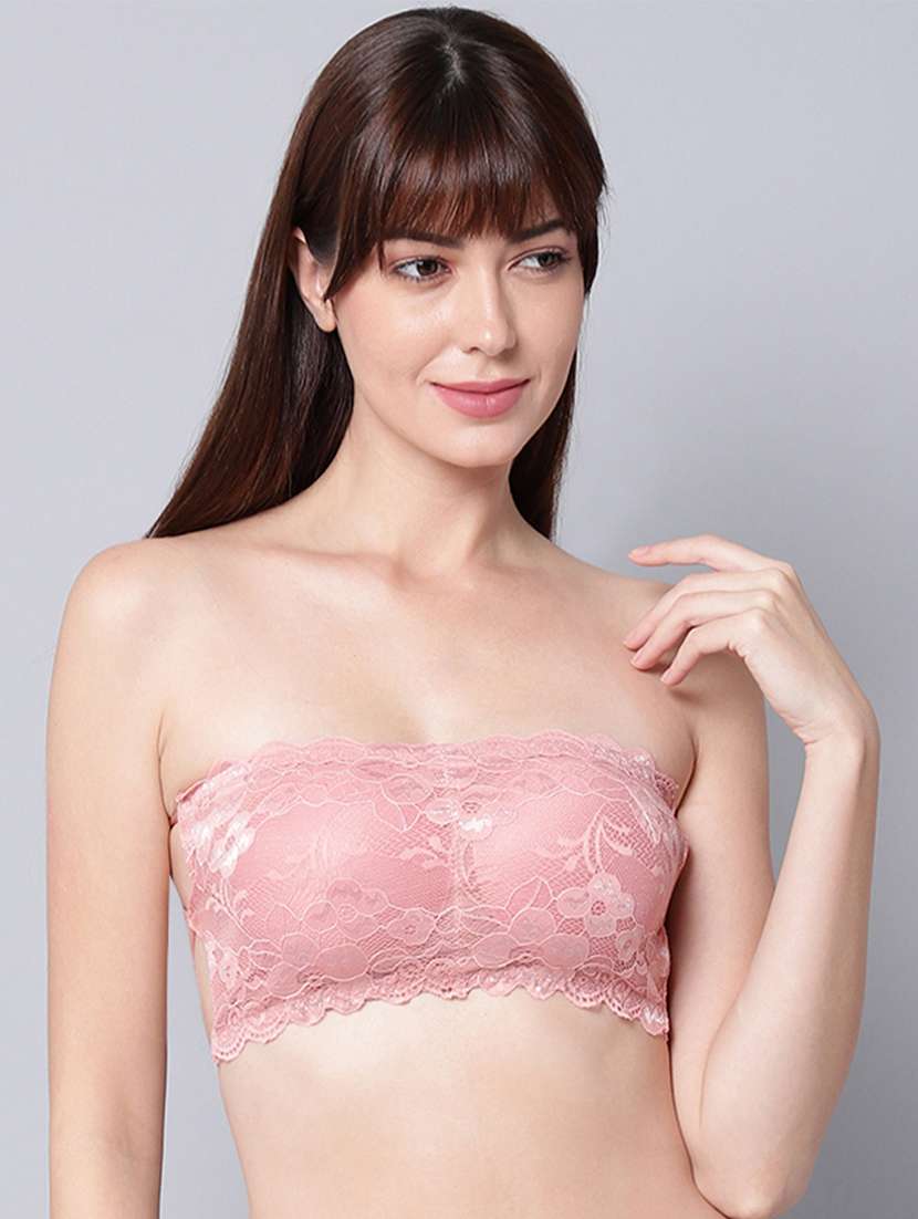 pink solid tube bra