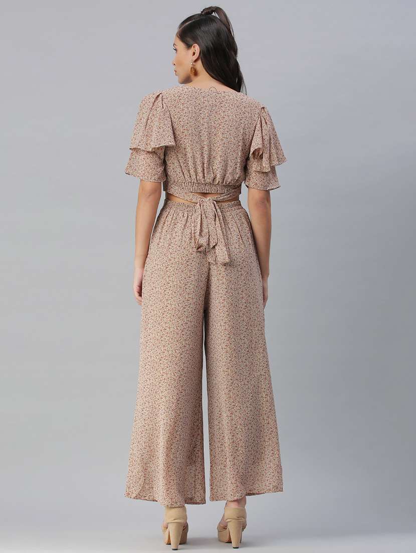 sweet heart neck printed top and palazzos set set - 18390821 -  Standard Image - 2