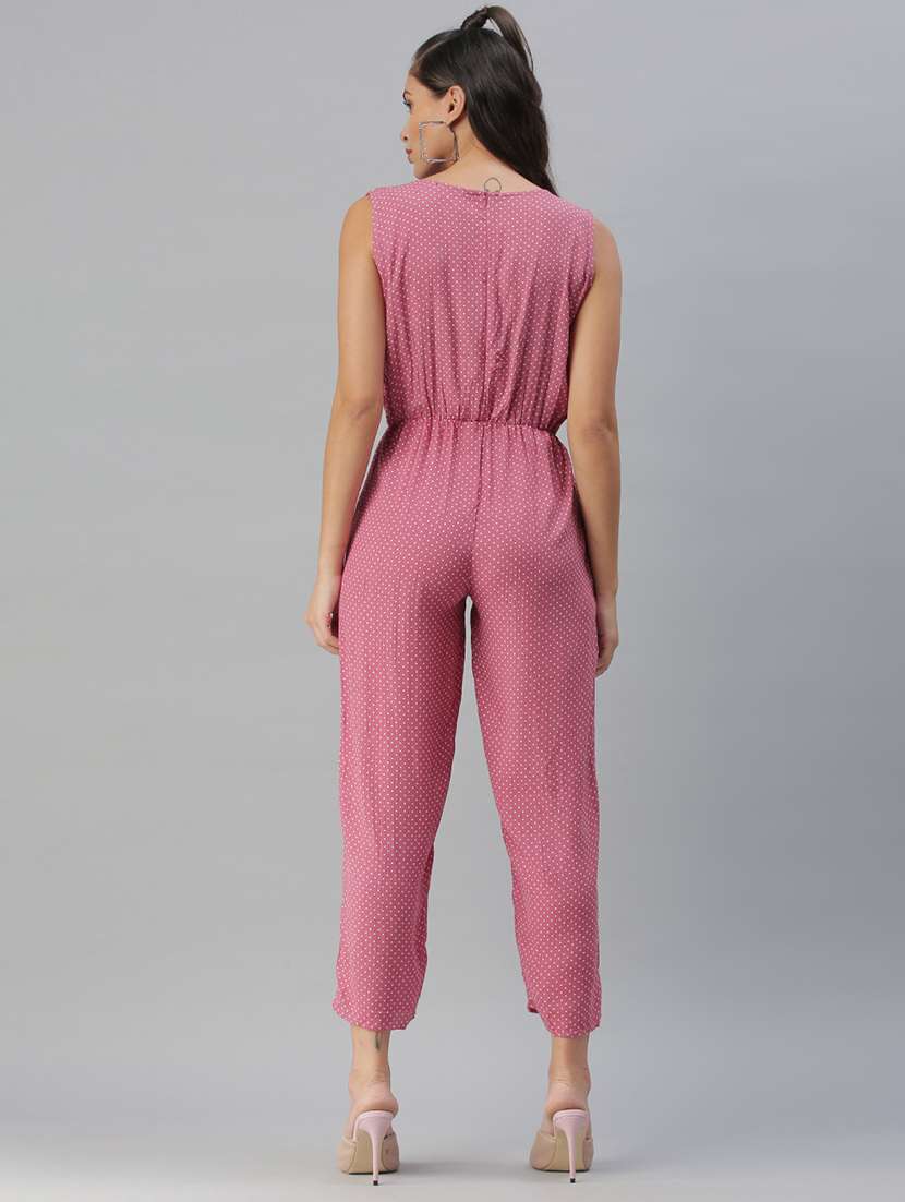 round neck printed full leg jumpsuit - 18390888 -  Standard Image - 2
