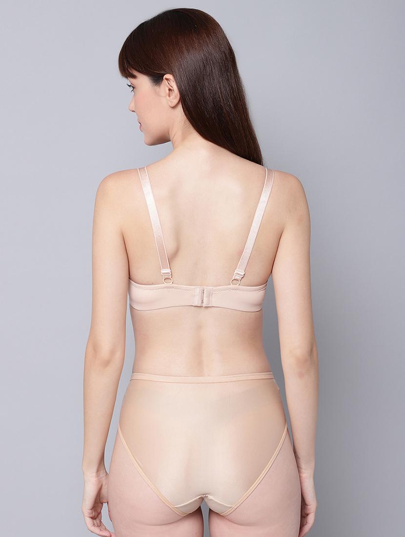 beige solid bra and panty set - 18390910 - Standard Image - 2