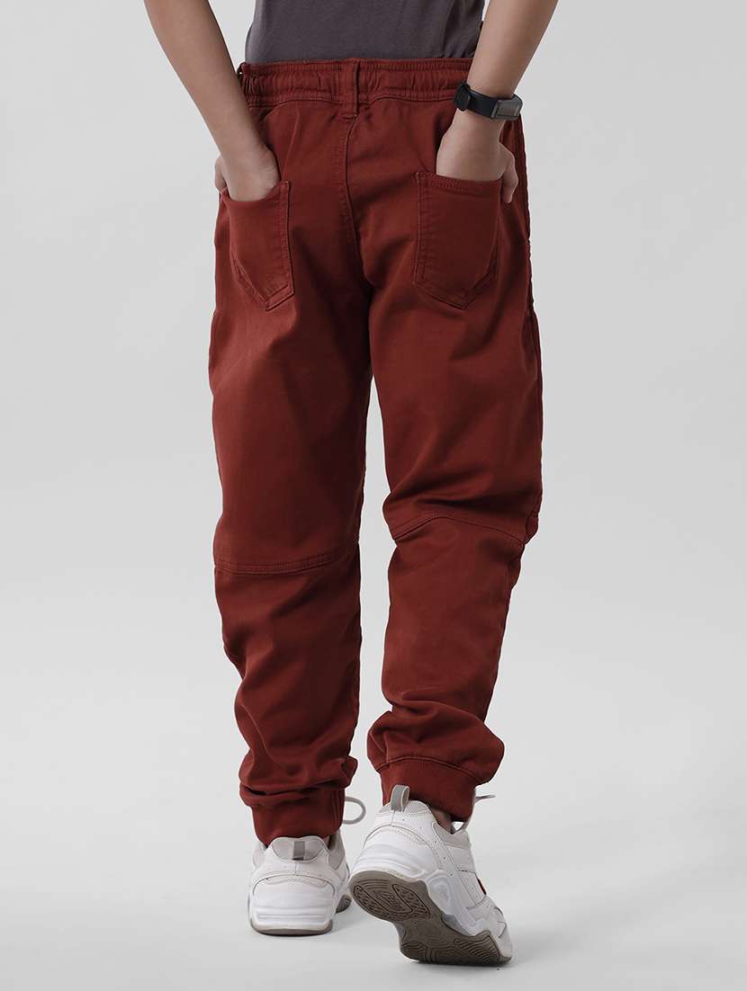 boys brown solid joggers trouser - 18391607 -  Standard Image - 2