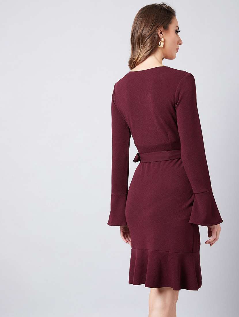 women's wrap solid dress - 18391909 -  Standard Image - 2