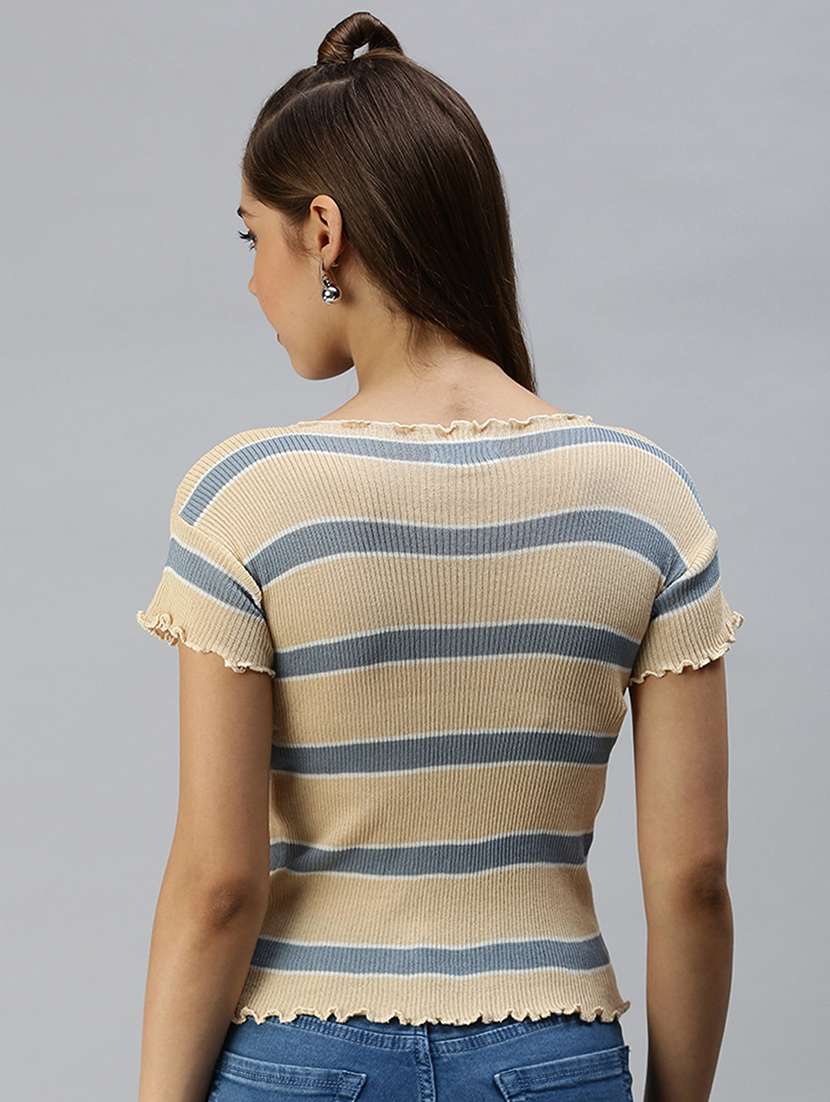 beige striped casual top - 18391962 -  Standard Image - 2