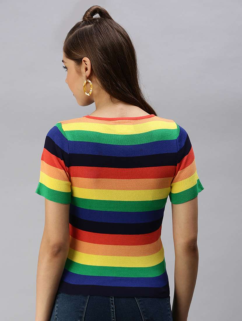 round neck striped crop top - 18391993 -  Standard Image - 2