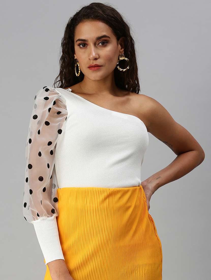 women's straight single shoulder top