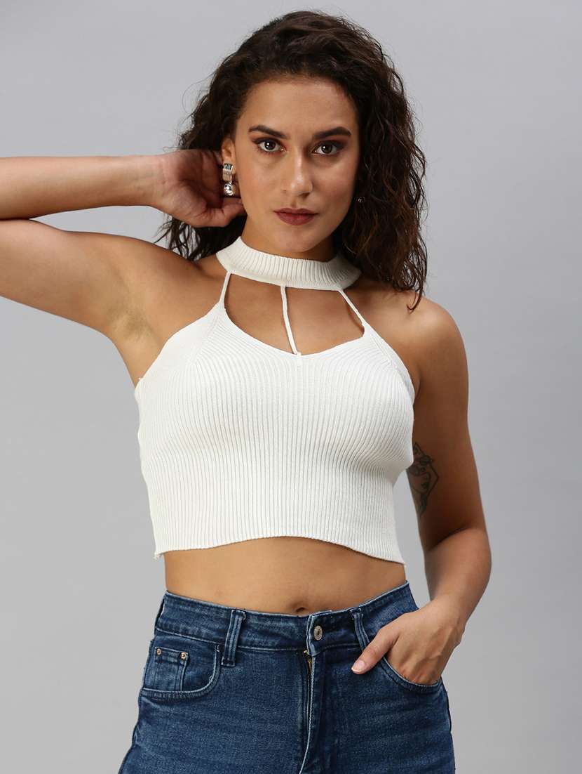 sleeveless solid crop top