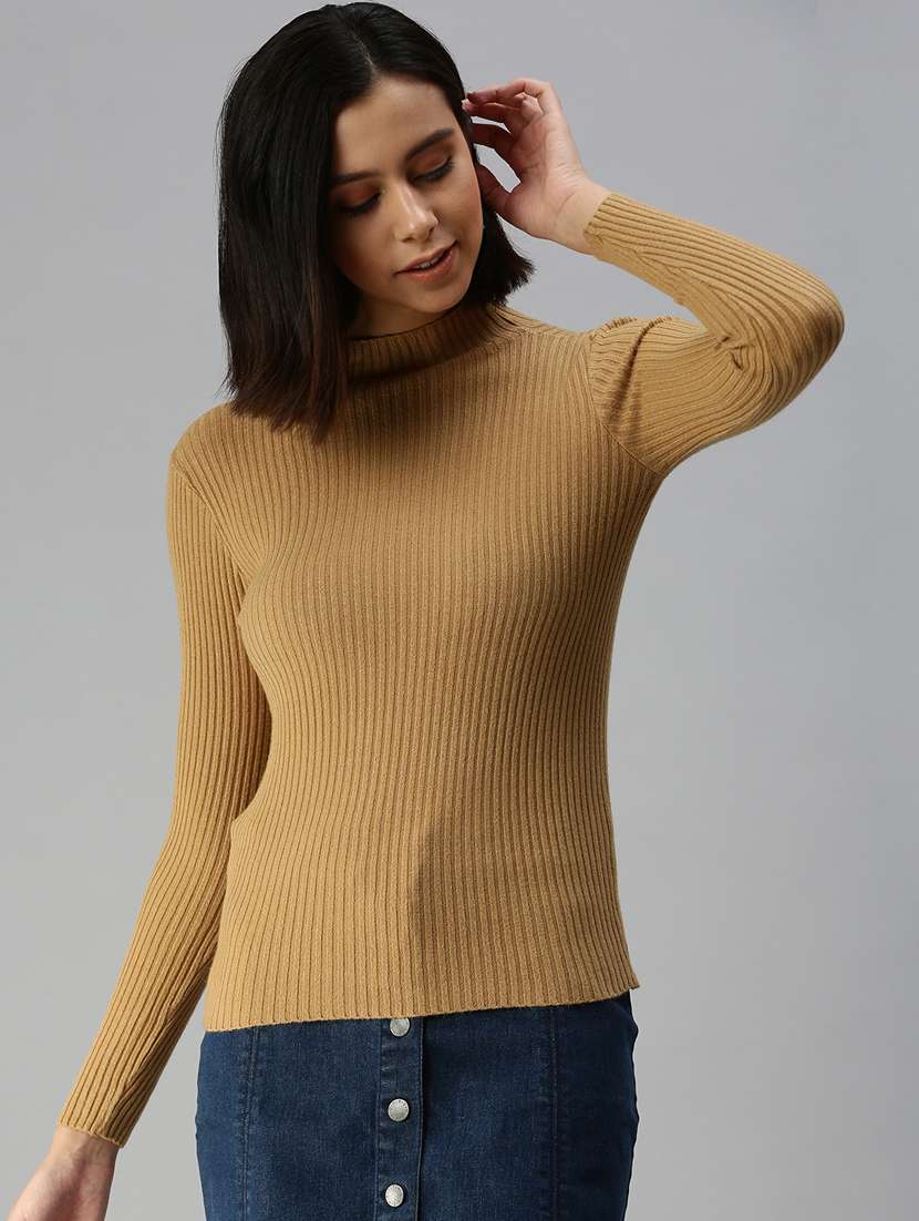 women's straight high neck top