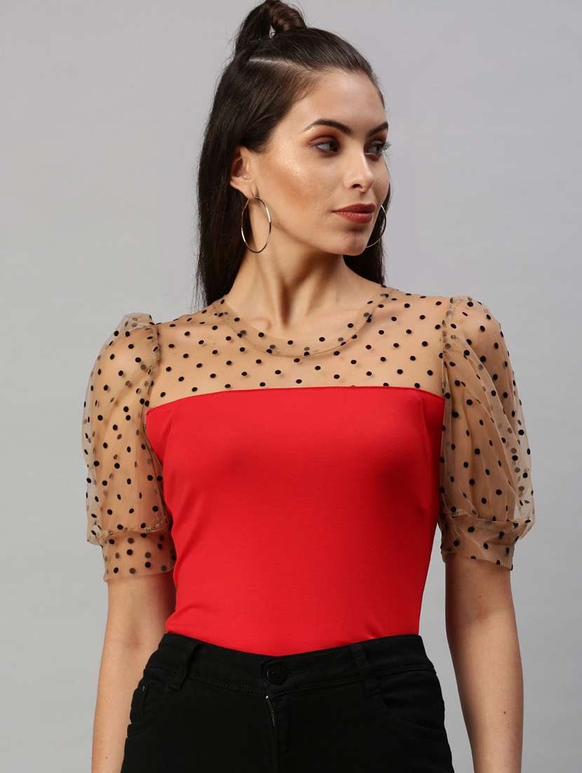 women's crop round neck top