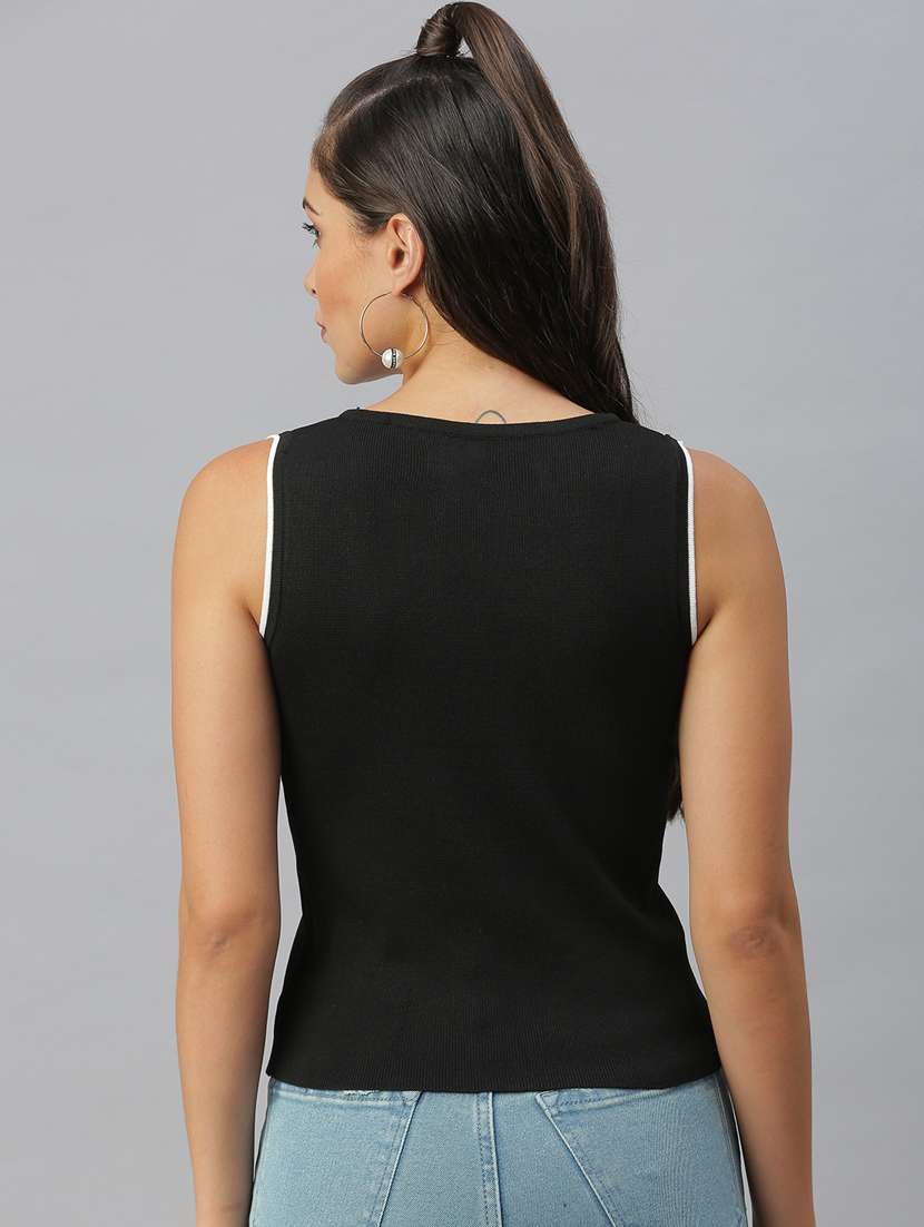 women's crop notch neck top - 18392133 -  Standard Image - 2