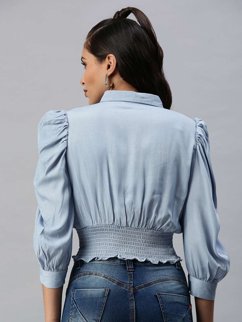 women's blouson collared top - 18392157 -  Standard Image - 2