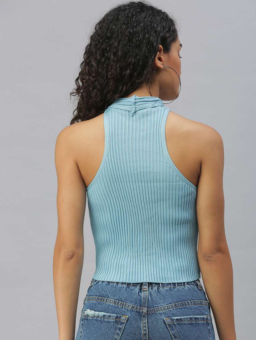women's crop key hole neck top - 18392166 -  Standard Image - 2