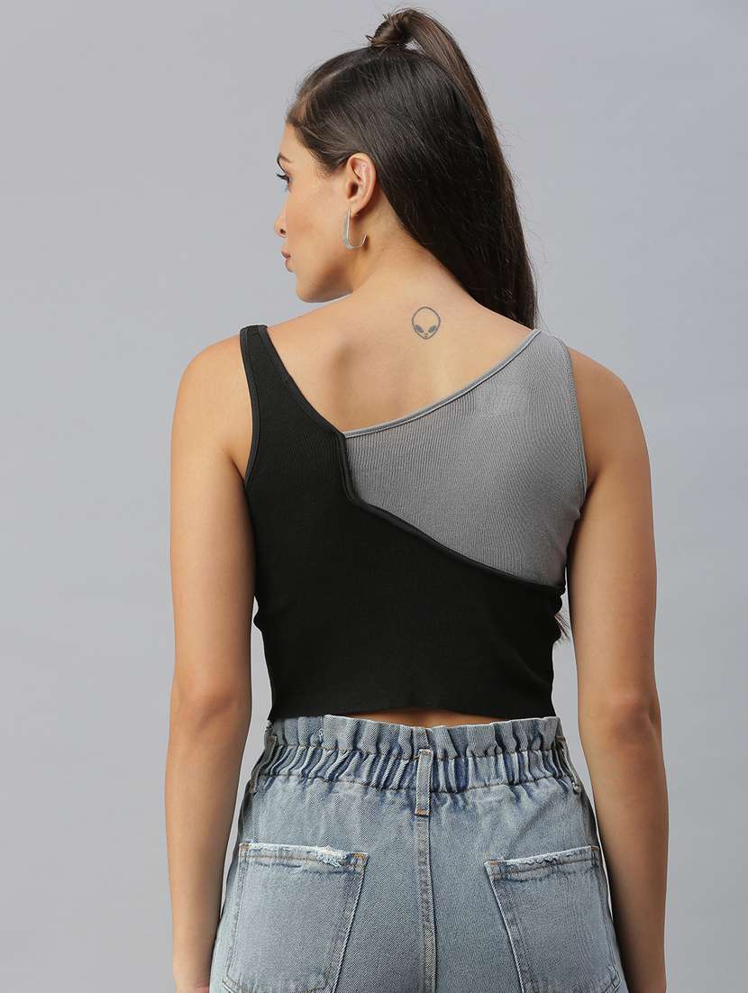 women's crop asymmetric neck top - 18392170 -  Standard Image - 2