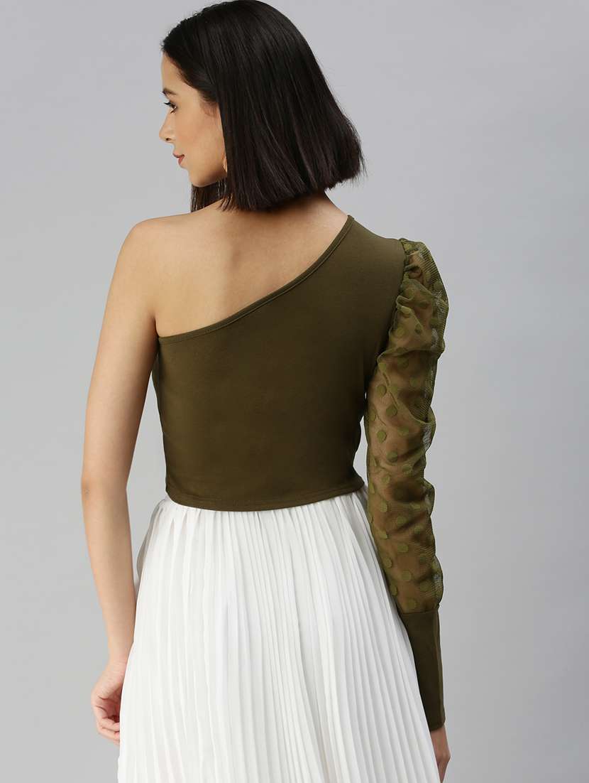 women's crop single shoulder top - 18392174 -  Standard Image - 2