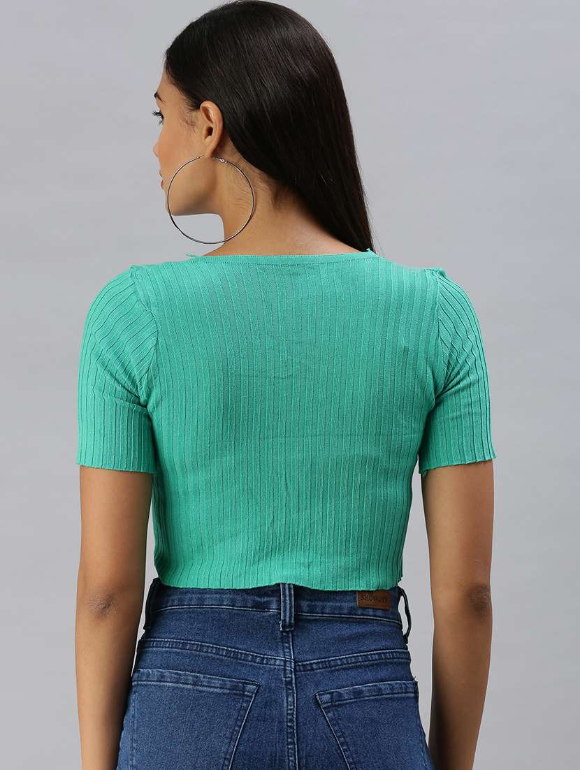 v neck solid crop top  - 18392176 -  Standard Image - 2