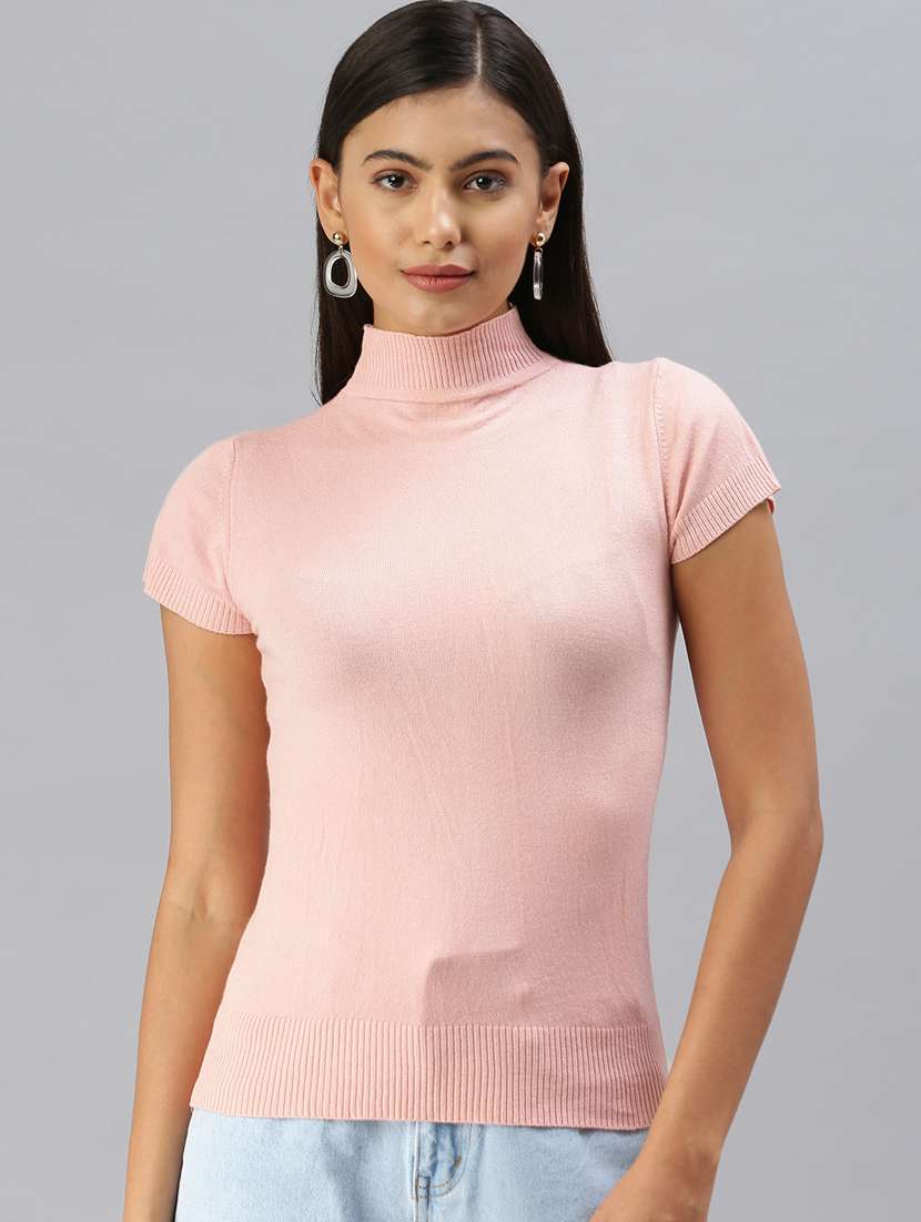 women's straight high neck top