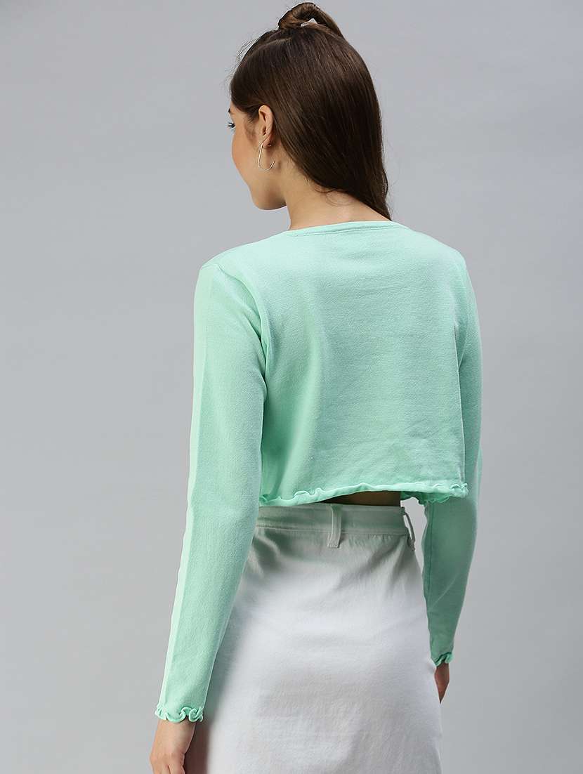 women's crop round neck top - 18392214 - Standard Image - 2