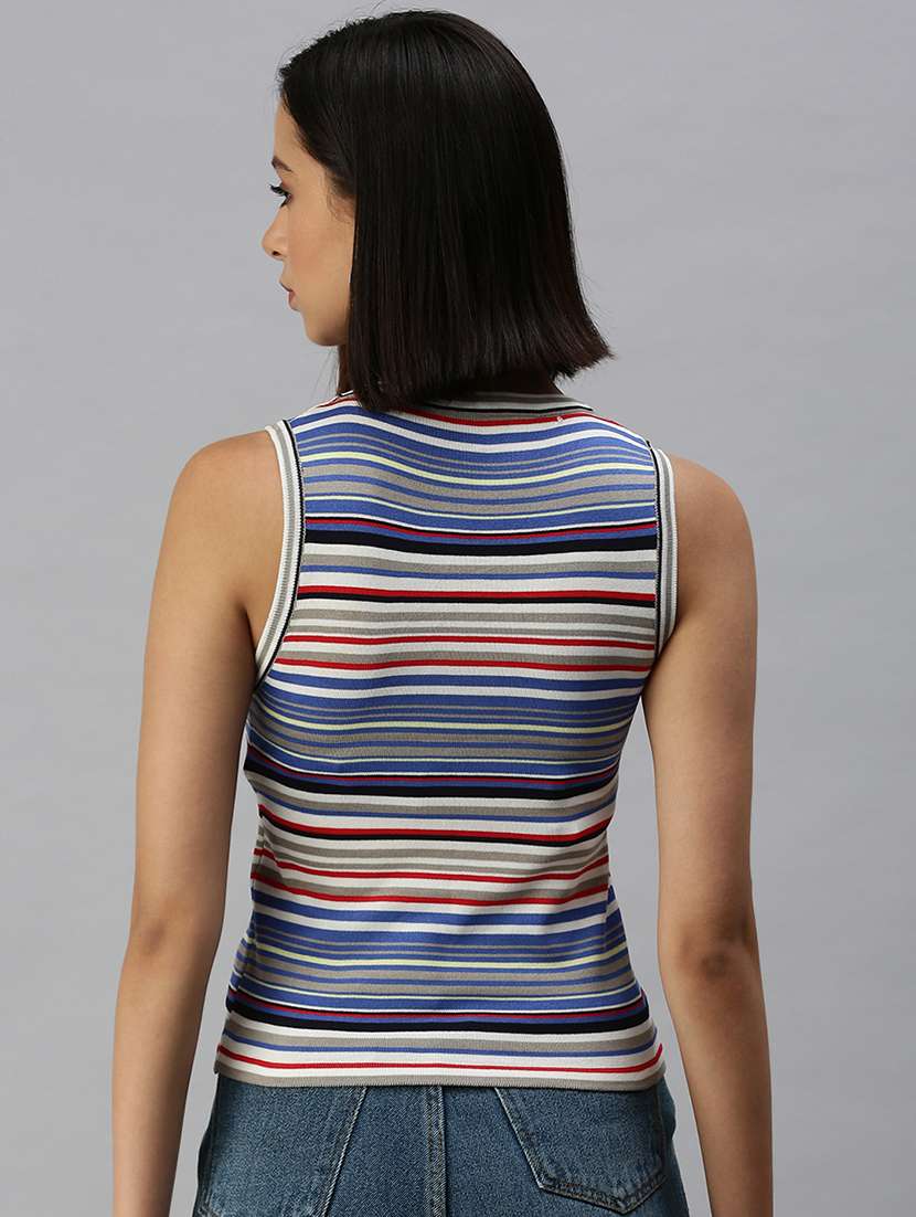 sleeveless striped crop top - 18392231 -  Standard Image - 2