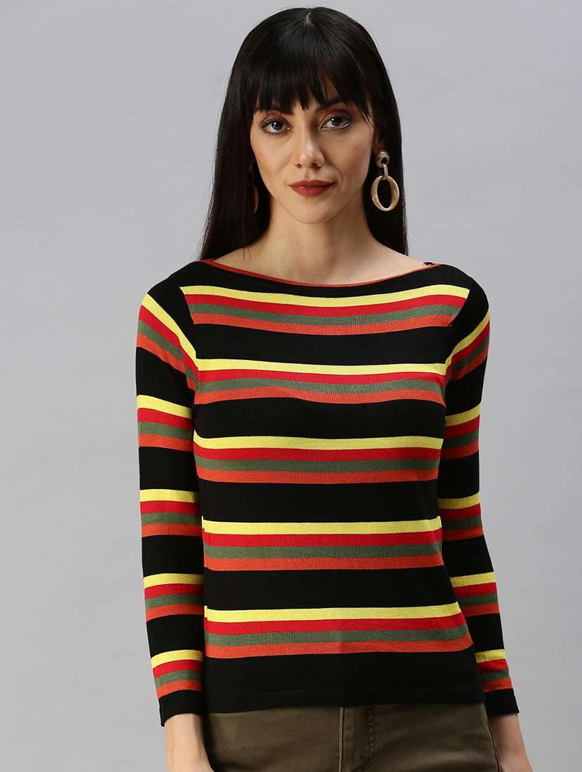 women's straight boat neck top