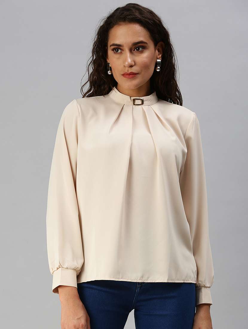 women's straight mock neck top