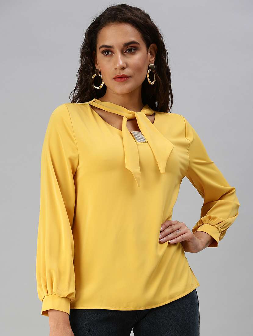 women's a line tie-up neck top - 18392275 - Zoom Image - 0