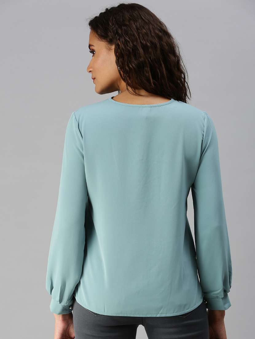 women's straight tie-up neck top - 18392276 - Standard Image - 2